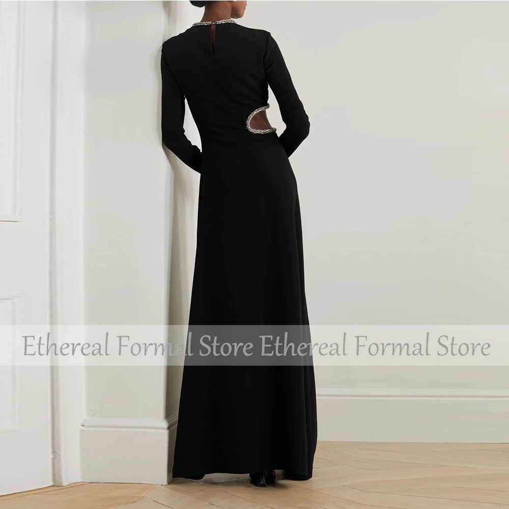 Modern Women's Evening Gown Mermaid Floor Length Formal Party Dress O Neck Saudi Dress Long Sleeves Beading Prom Dress image 2