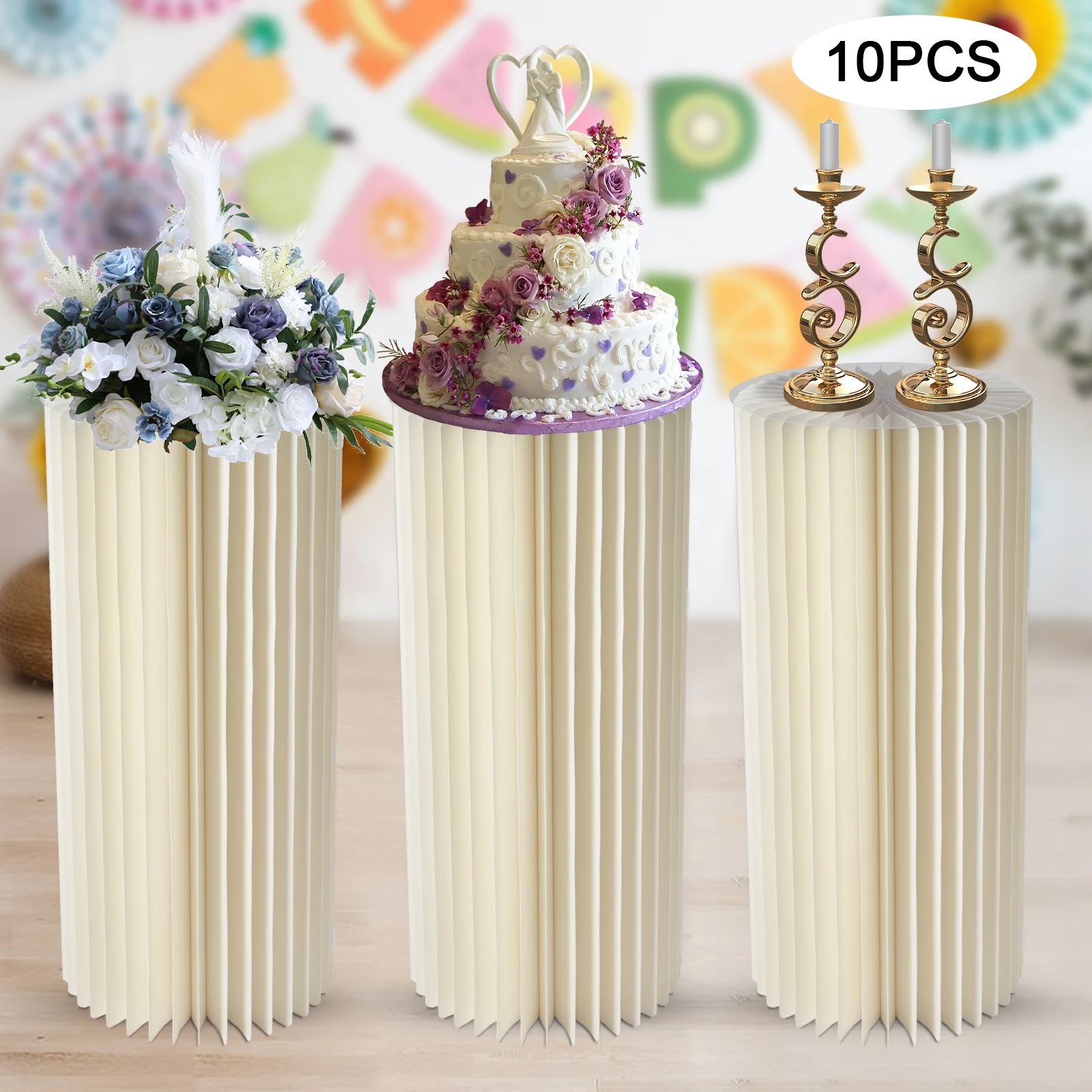 10Pcs Milky White Cardboard Vases For Wedding Centerpieces（20cm/60cm/80cm/100cm）