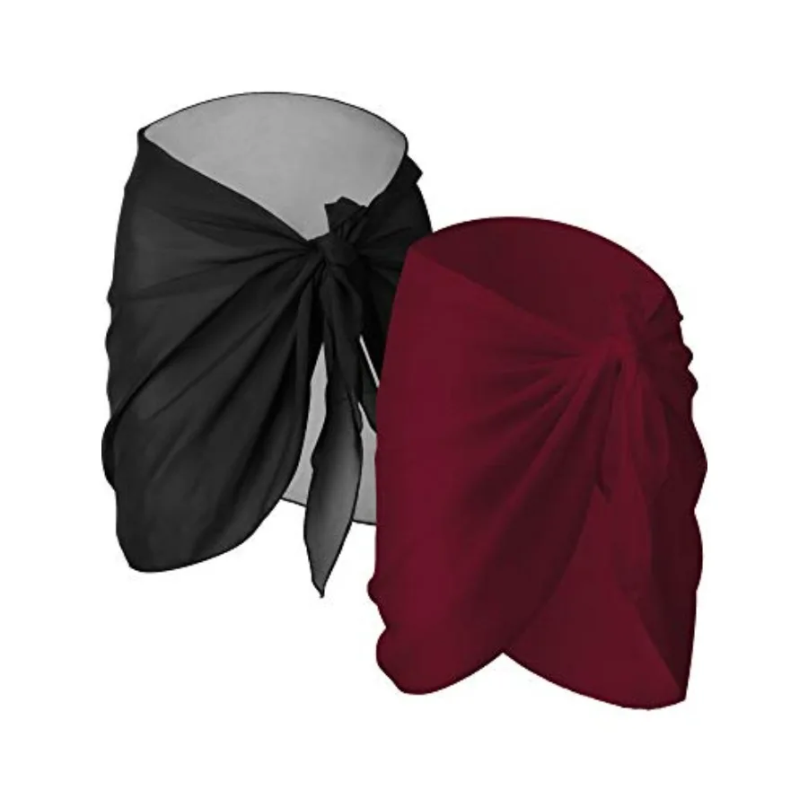 

2 Pieces Sarong Coverups for Women Bathing Suit Wrap Swimsuit Skirt Beach Bikini Cover up Swimwear Chiffon