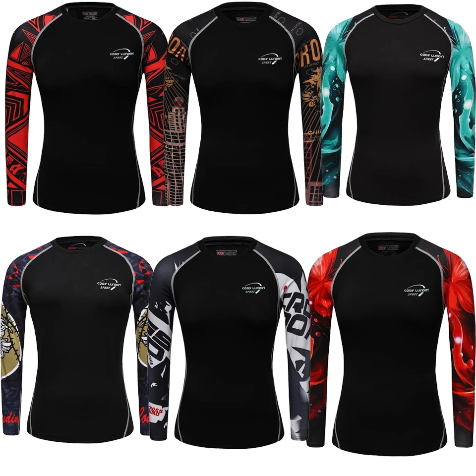 

MMA Rashguard T Shirts For Women MMA Compression T Shirt Muay Thai Clothing BBJ GI Kickboxing Shirts Gym Sportwear Fitnee Tops