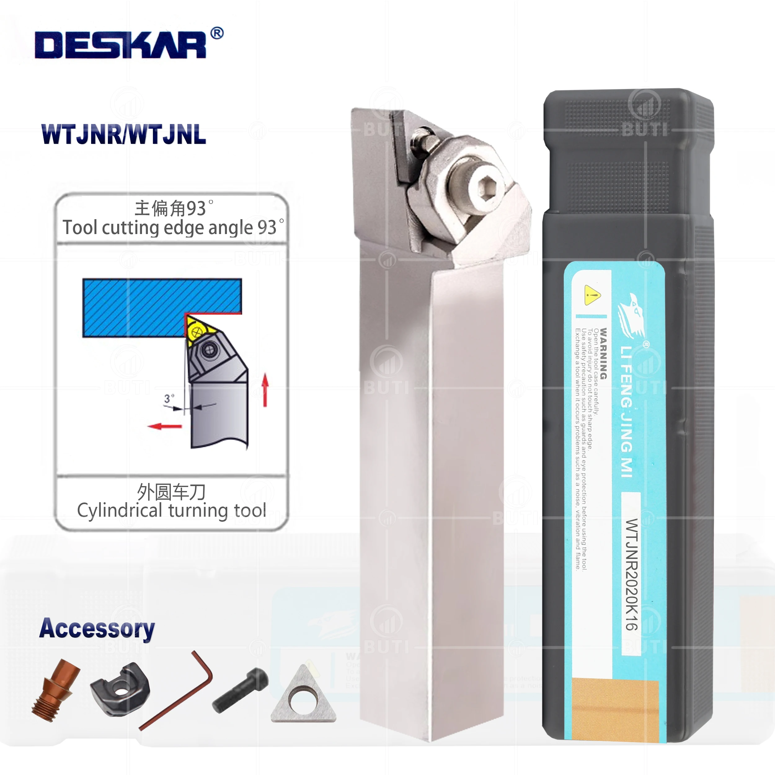 Deskar 100 Original Cnc Metal Torno Cortador Branco Titular Wtjnr Wtjnl 161616k16 2023k16 2525m16 External Torneamento Ferramentas Bar para Tnmg