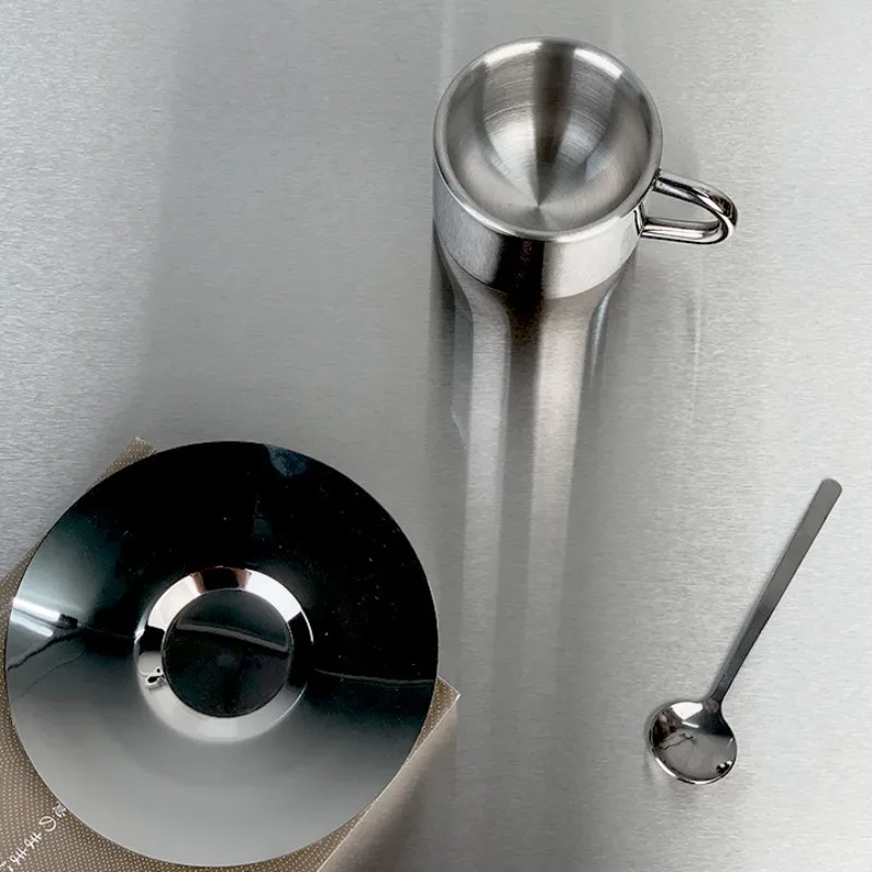 125ml 304 Stainless Steel Espresso Cup Coffee Cups and Saucers  Afternoon Tea Cups Mugs High-End Personalized Couple Cups