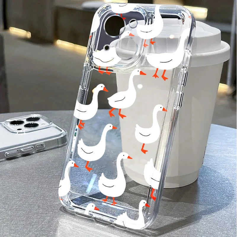 Coque pour iPhone 17 Pro Max XR 17e 14 Plus 13 Pro 15 11 16 Air 12 Mini XS Max, housse de téléphone souple, dessin animé canard