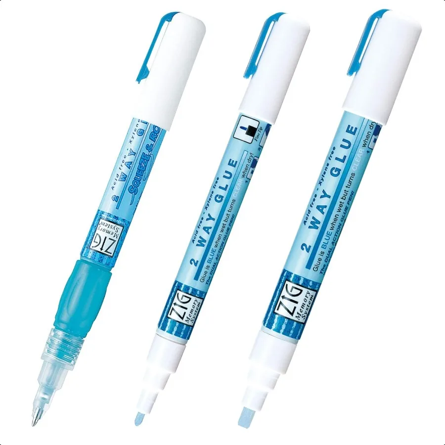 

Kuretake Zig 2 Way Glue Pen 3 Variety Set Adhesive for Profional Artists Crafting Scrapbooking Gift Card Made in Japan