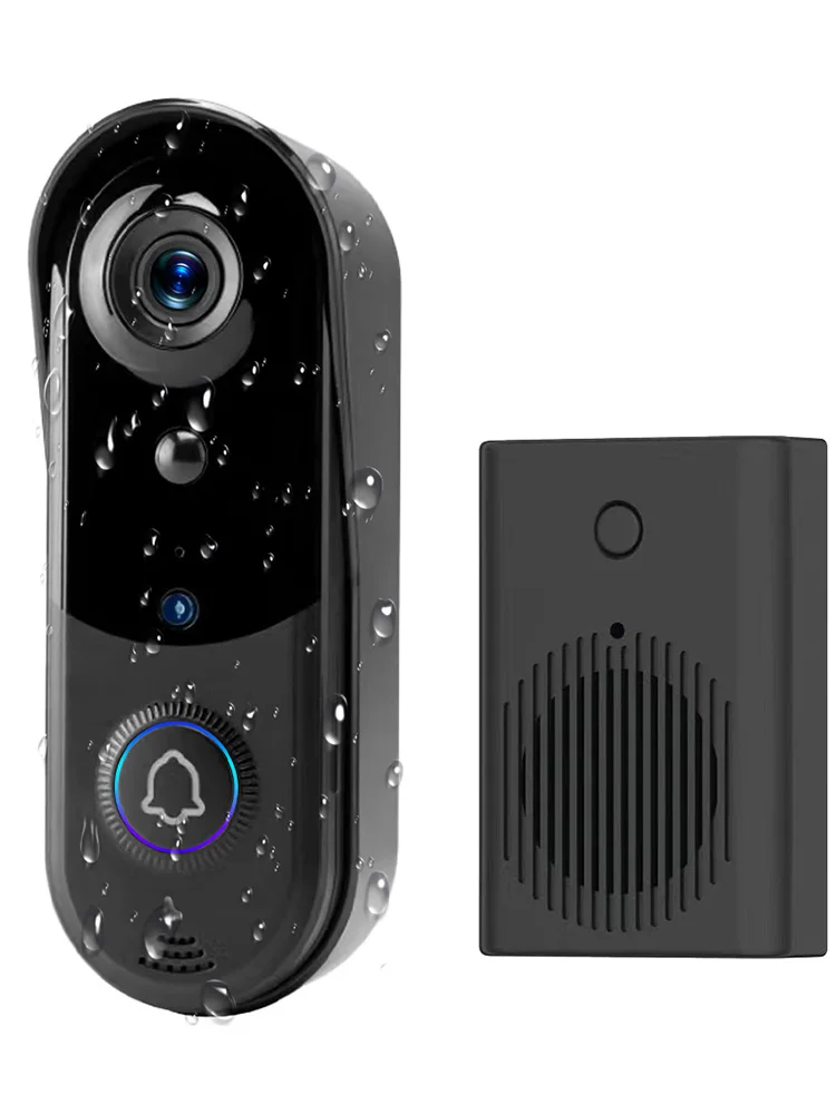 GRATIS Cloudopslag 1080P 2.4Ghz WiFi Draadloos 5000mAh Batterij Slimme Video Deurbel IP65 Buitendeurbeveiliging met USB-Gong - afbeelding 2