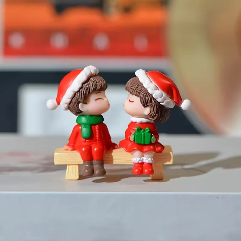 Веселая рождественская пара, фигурки, украшения для дома, новогоднее елочное украшение, праздничный настольный декор для подарка на годовщину свадьбы