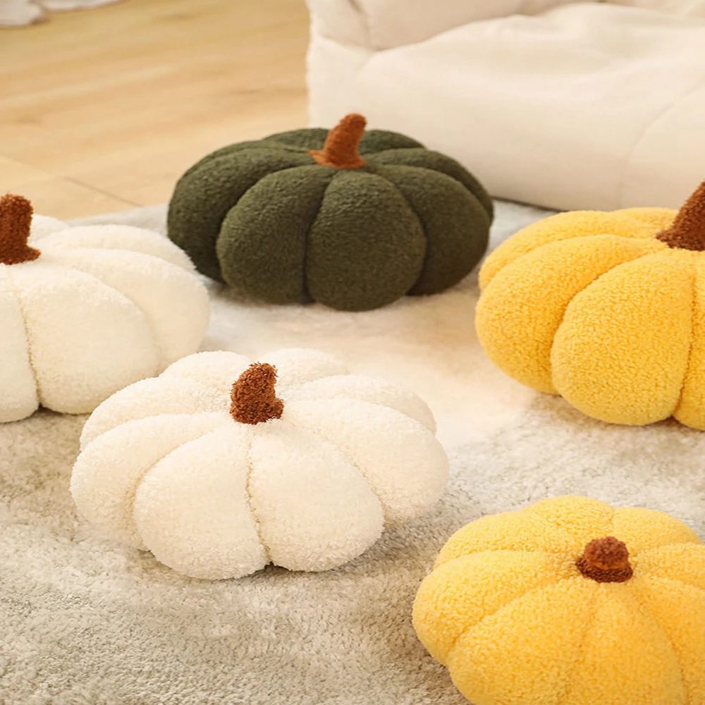 20CM Creative Home Pumpkin Plush Toy Living Room Sofa Decoration Throw Pillow Particles Plush Pumpkin Doll Halloween Dress Up