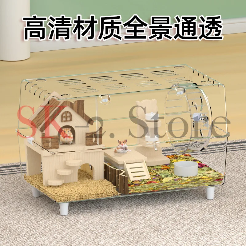 Large Transparent Acrylic Hamster Cage Luxury Villa 50 View House for Golden Syrian Hamster Affordable Pet Habitat