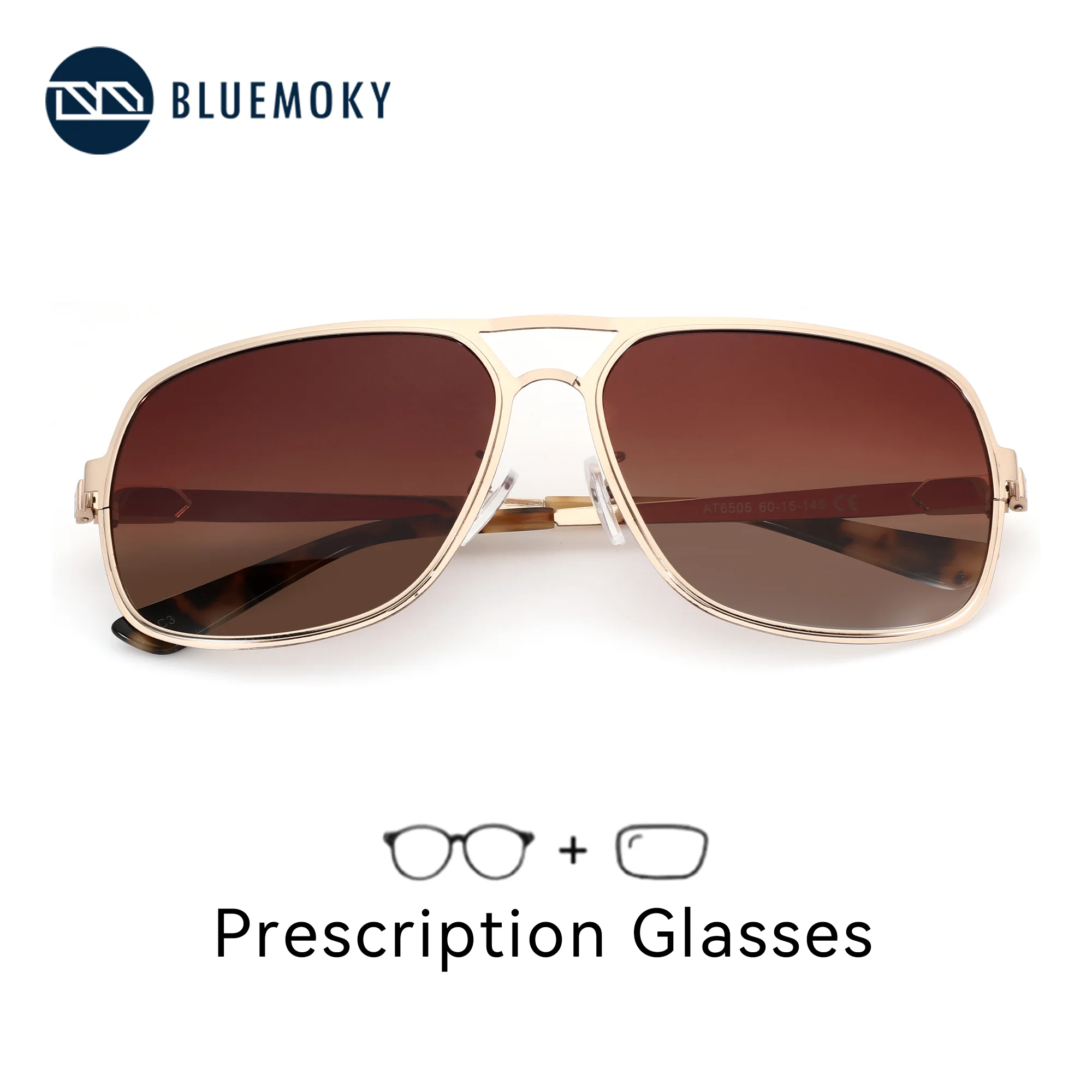 

BLUEMOKY XL Size High Quilty Metal Polarized Prescription Sunglasses For Men Aviator UV400 Progressive Optical Sun Glasses