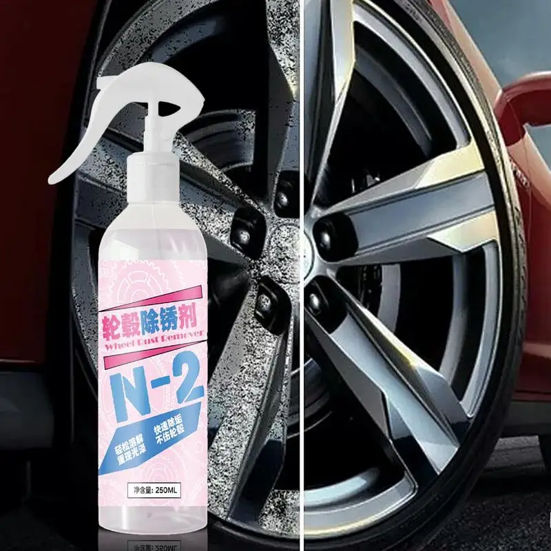 

250ml Iron Powder Remover Wheel Cleaner Car Rust Removal Spray for Wheels Brakes Calipers Tires Auto Exterior Cleaning Agent