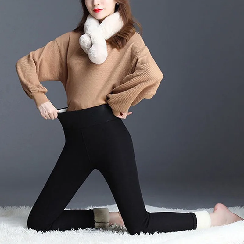 Women Winter Plus Velvet Stretch Leggings High Waist Warm Leggings Women Lamb Cashmere thick Winter Leggings