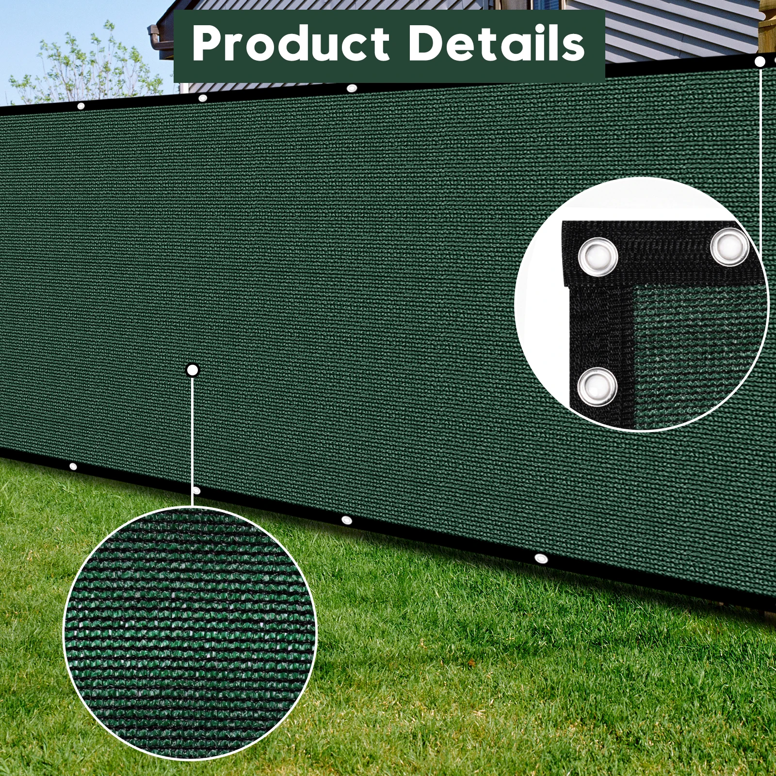 5x50ft Fence Privacy Screen Privacy Net Heavy Duty 170 GSM Windscreen & Dustproof Fabric Privacy Screen Covering Mesh Fencing（5'X50' Green）
