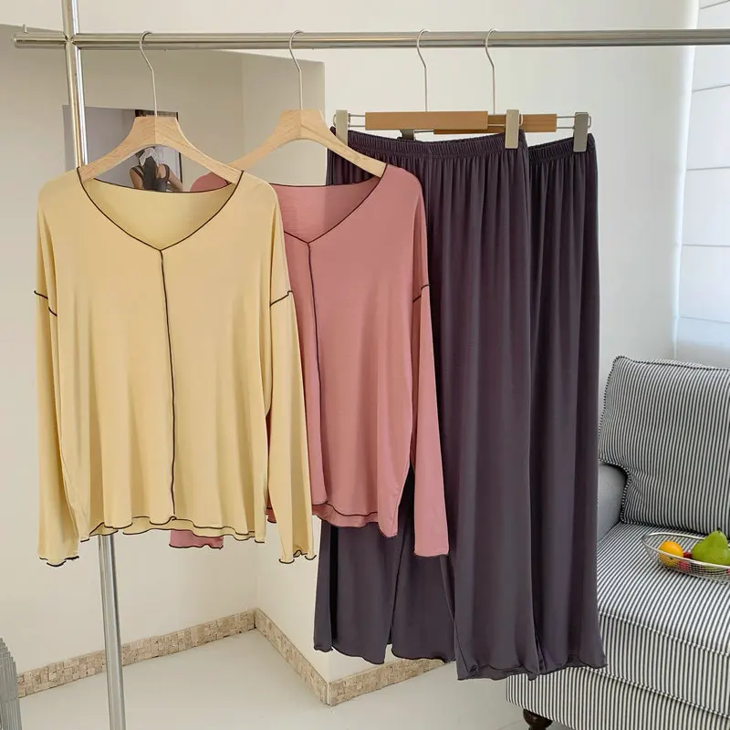 

Modal Pajamas Loose 2 Piece Set Pyjamas 2026 Spring Summer New Casual Nightwear for Women Pajamas Home Wear Sleepwear Femme