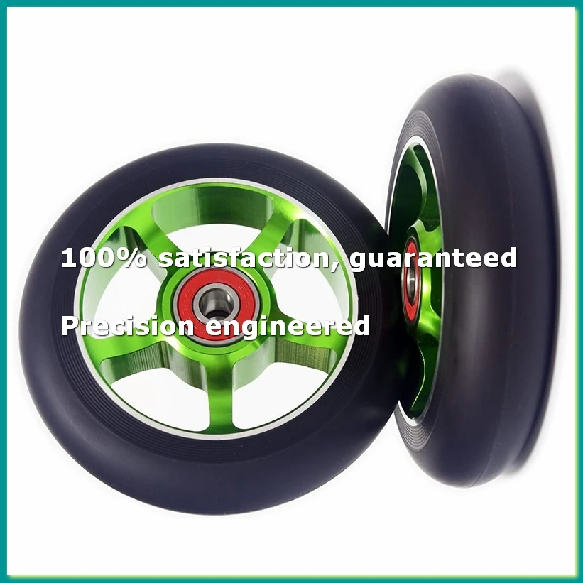 

2 шт. 100-мм сменные колеса для самоката с подшипниками, алюминиевые, износостойкие, из полиуретана, запчасти и аксессуары для самокатов, зеленые-FABY