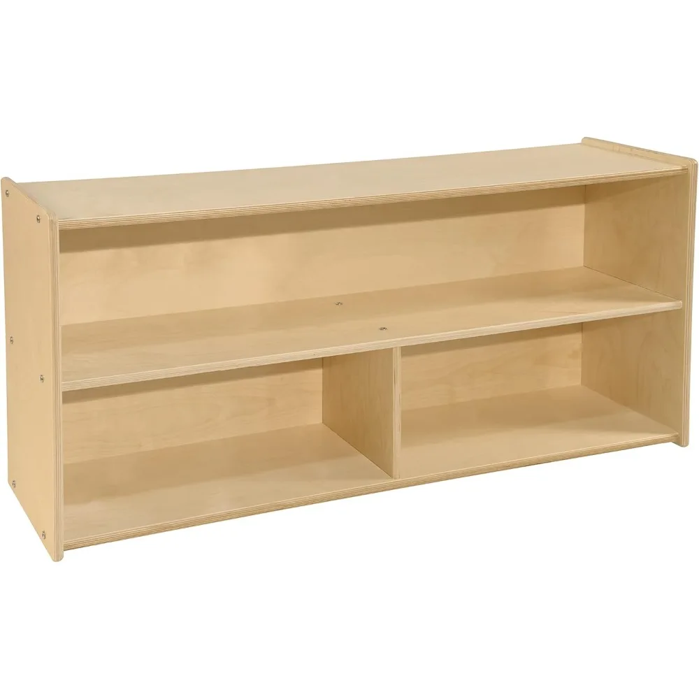 2-Shelf Kids Bookshelf & Toy Storage Organizer | 3-Section Montessori Shelves for Home & Classroom Organization & Storage