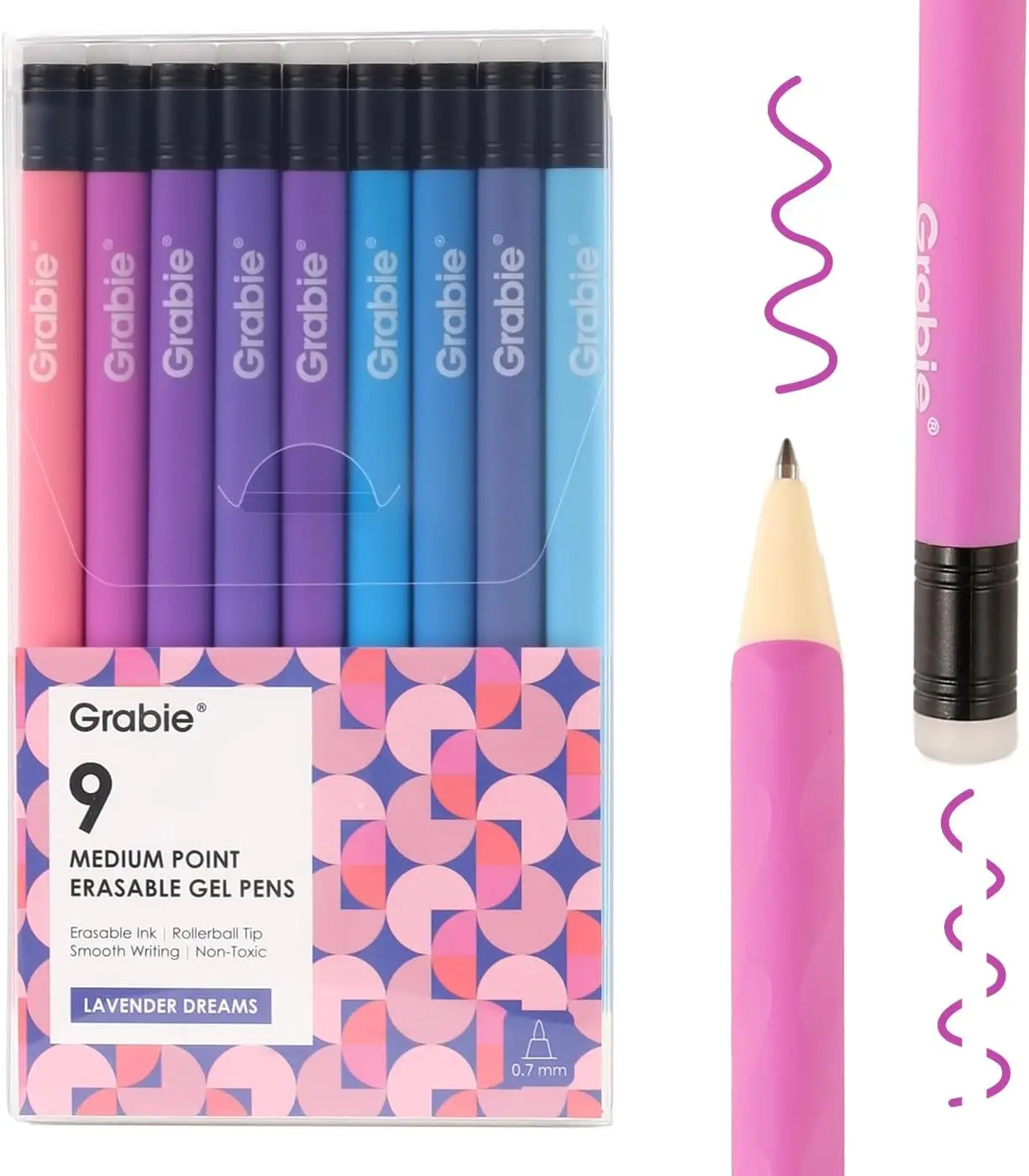 

Erasable Gel Pens, 0.7 mm Medium Point, 9 Assorted Colors for Drawing Writing Planner