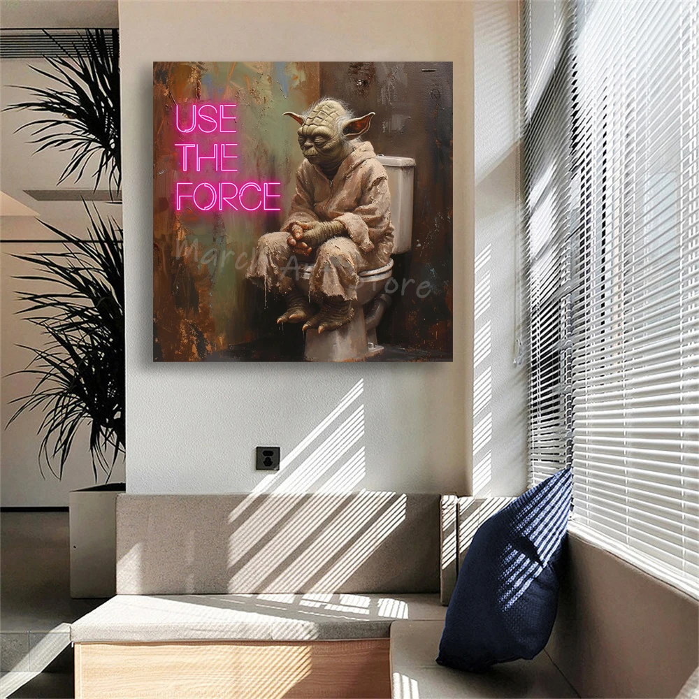 Funny Bathroom Art Poster Disney Yoda Wall Art Canvas Painting Prints Altered Vintage Art Painting Bathroom Toilet Wall Decor