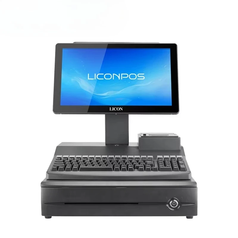 15.6 Dual Screen Windows 10 Terminal POS System  Cash Register with Printer Drawer