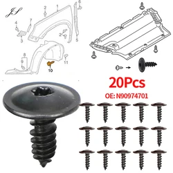 20pc Car Engine Under Cover Splash Guard Clip Self-tapping Screw Clips N90974701 For VW Volkswagen Golf Passat Tiguan Audi A3 A4