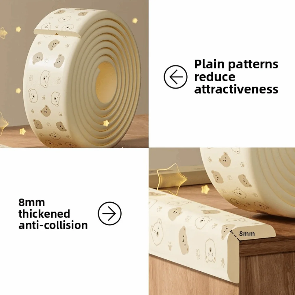 새로운 NBR 충돌 방지 스트립 자국 없는 만화 곰 모양 모서리 보호대 8mm 두꺼운 소프트 책상 모서리 스트립 가정 보호