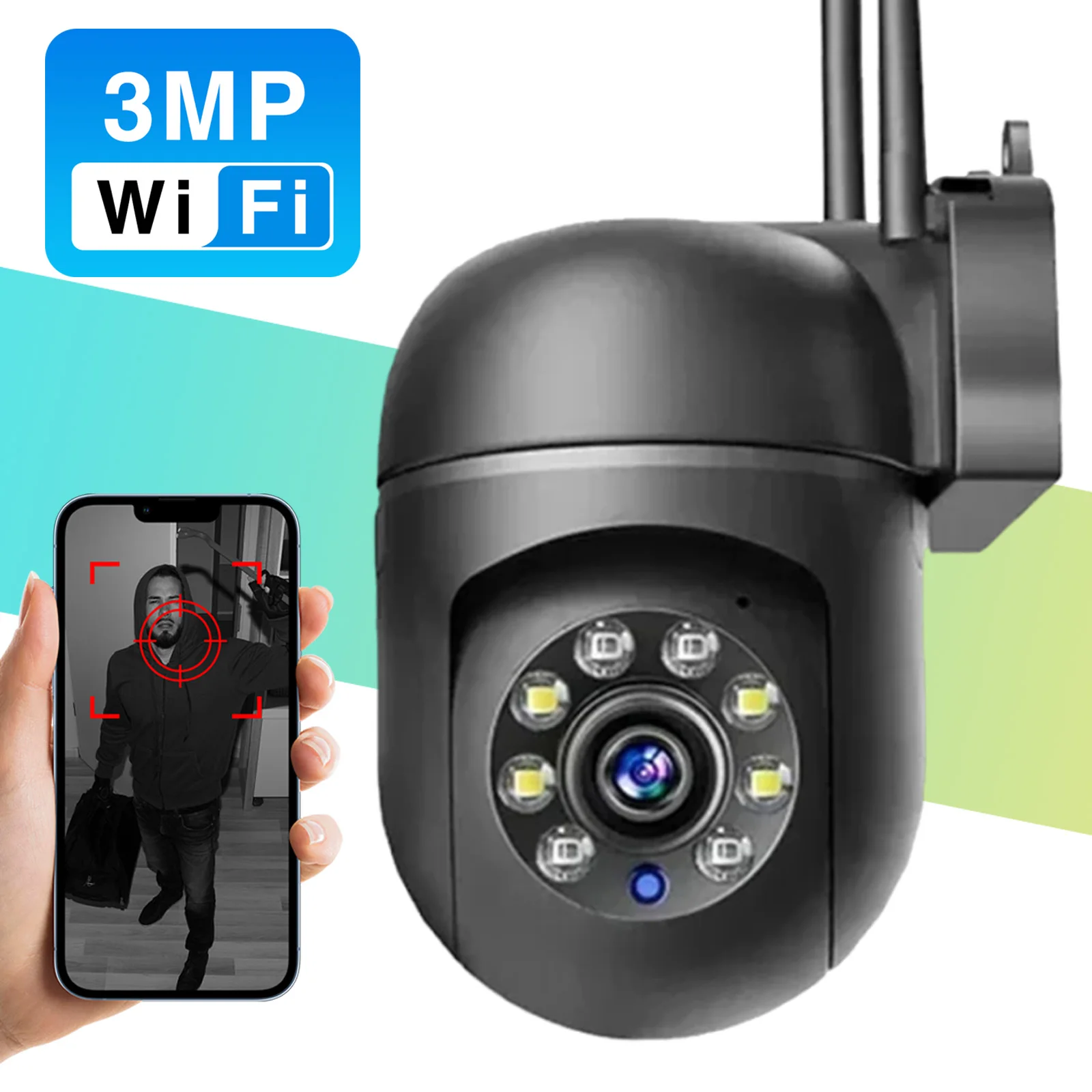 

3-мегапиксельная Wi-Fi IP-камера, двусторонняя аудиосистема PTZ, чтобы следовать за уличной Wi-Fi, камера наблюдения, защитные камеры, умный дом