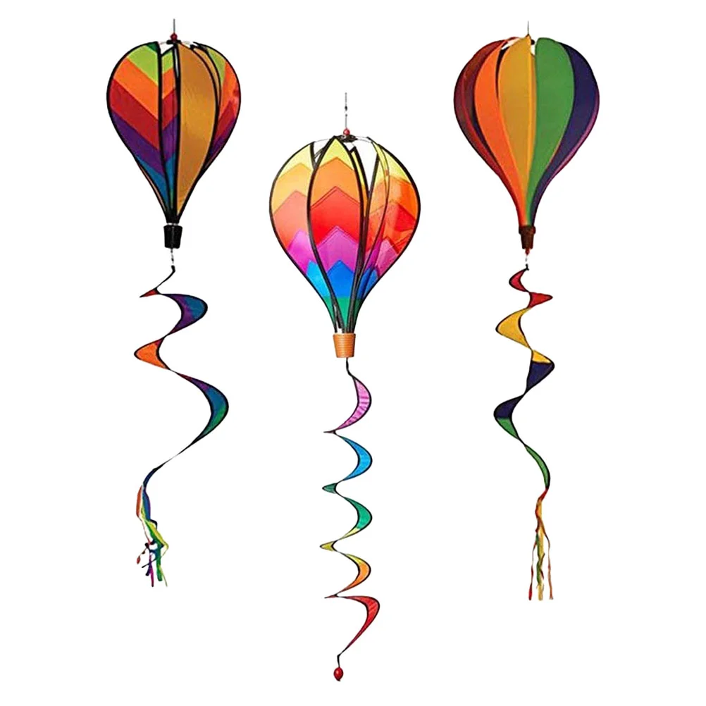 

3 Pcs Hot Air Balloon Wind Bar Windmill Hanging Decor Spiral Decorative Spinners Garden Ornaments Pvc Yard Decorations Indoor