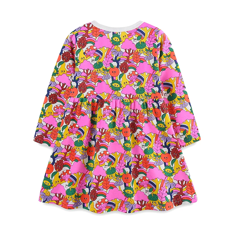 Little maven Kids Clothes 2024 Autumn Spring Children's Clothing Cotton Fall Baby Girls Long Sleeves Cartoon Fruits Dresses