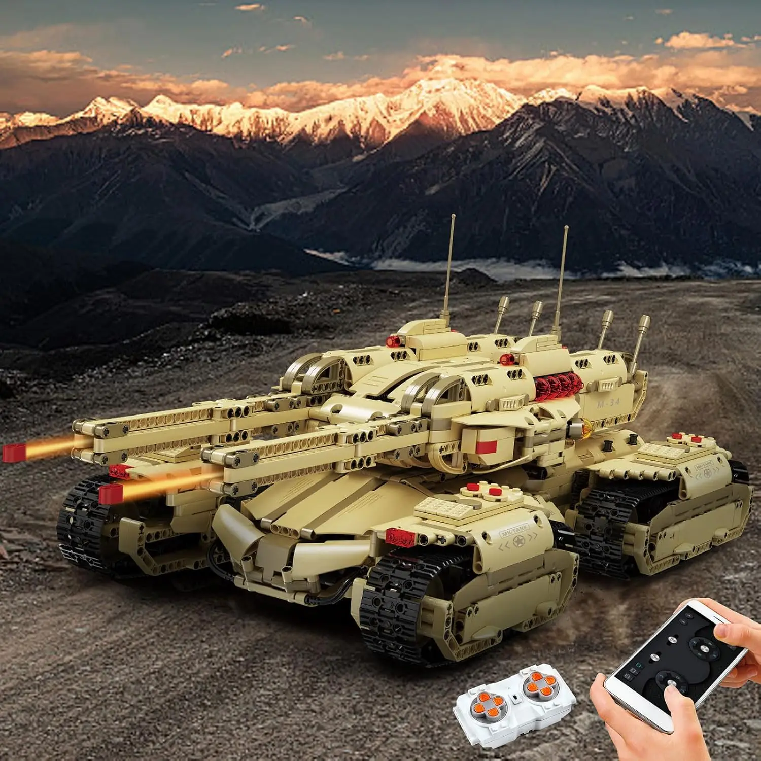 

Mould King 20011 Technology MOC Building Block Mammoth Tank, Remote Control Rechargeable RC Tank Model Kit for Adults