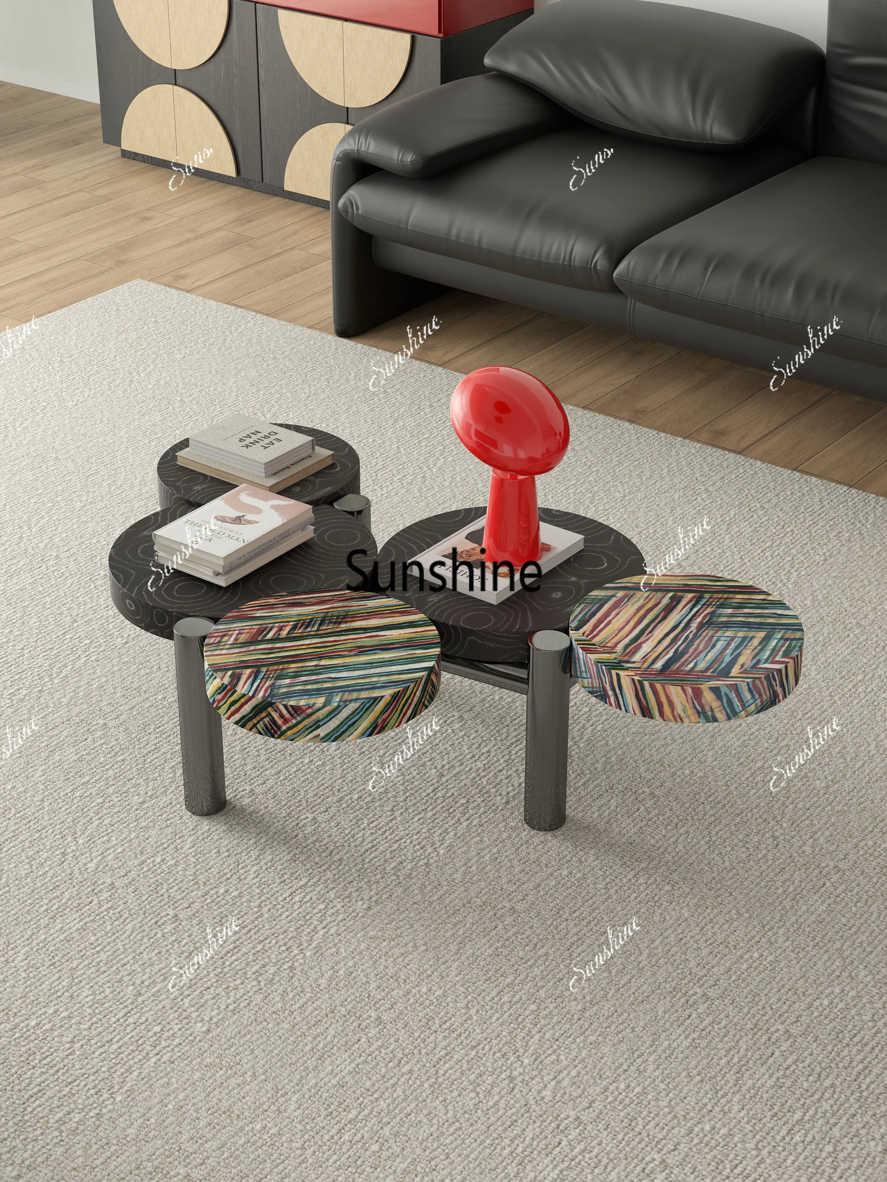 

Creative art black coffee table antique household small coffee table