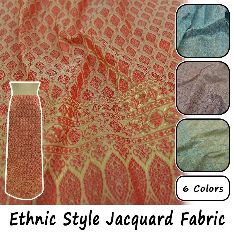 

High Quality Dai Ethnic Thai Clothes Fabric Printed Dress Straight Skirt Sewing Cloth DIY Sewing Craft Supplies 50x100cm