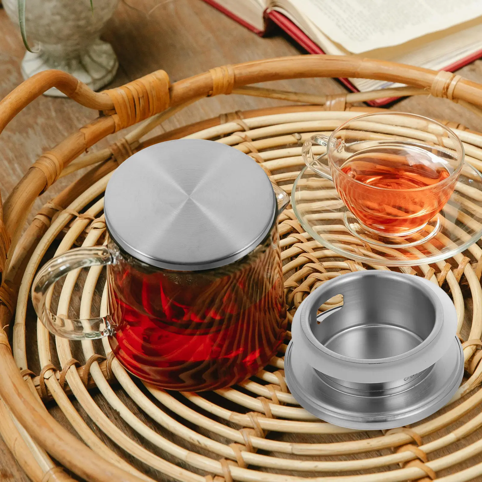 2Pcs Strainer Lid Pitcher Cover Stainless Steel Filtering Jug Lid Double Outlet Household Kitchen Tea Filter Accessories