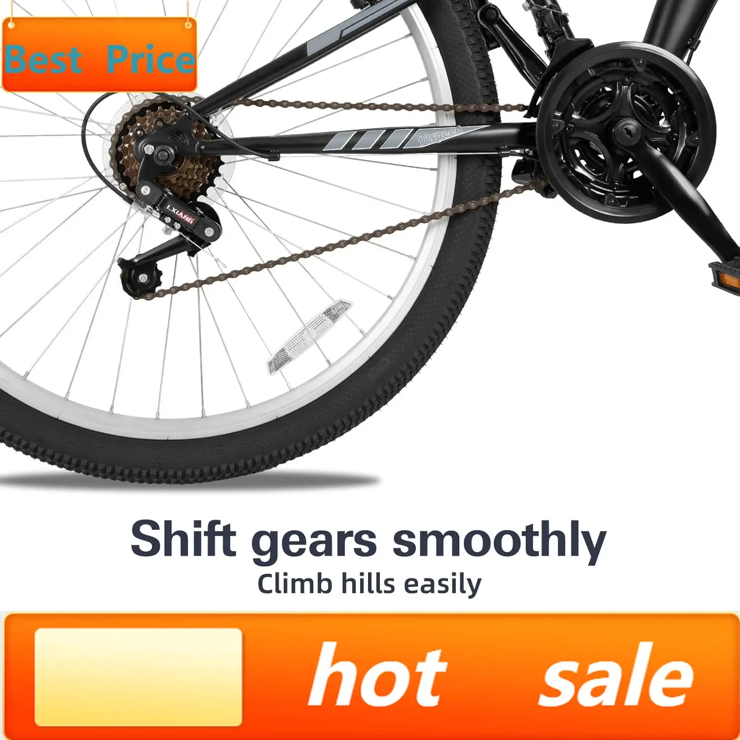 

Mountain Bike, 24 26 27.5 inch Outdoor MTB Bicycle, 6/18-Speed High-Carbon Steel Dual Full Suspension, Adjustable Ergonomic Seat