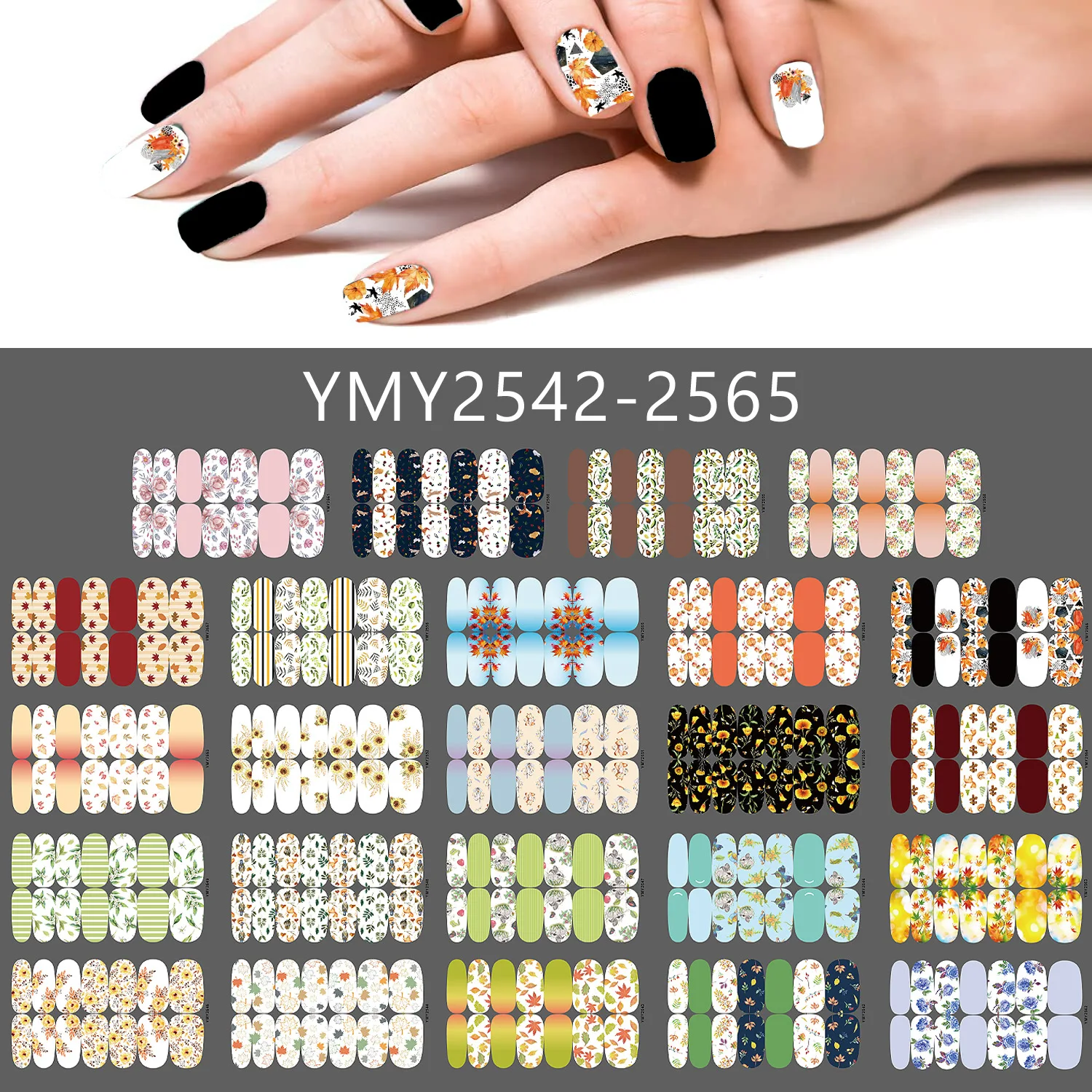 

14tip Full Cover Nail Stickers Forest Nail Decoration Nails Sticker Designer Self Adhesive Nail Sticker Flowers Nail Art Sticker