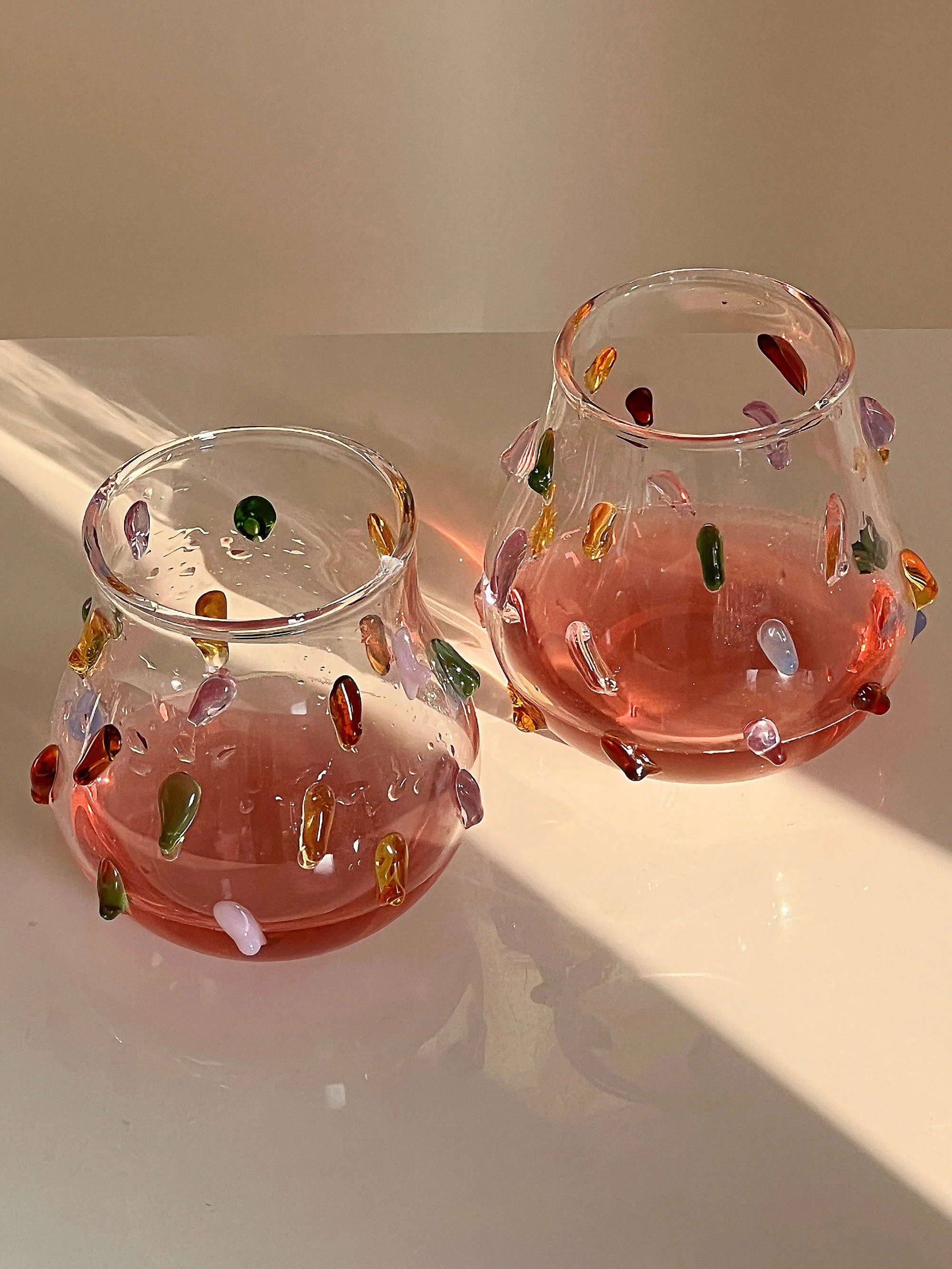 Shinymomo Creative Artistic Colored Polka Dot Wine Glasses Cute Candy Bean Stress Relief Cup Handmade Ordinary Glass Wine Cups