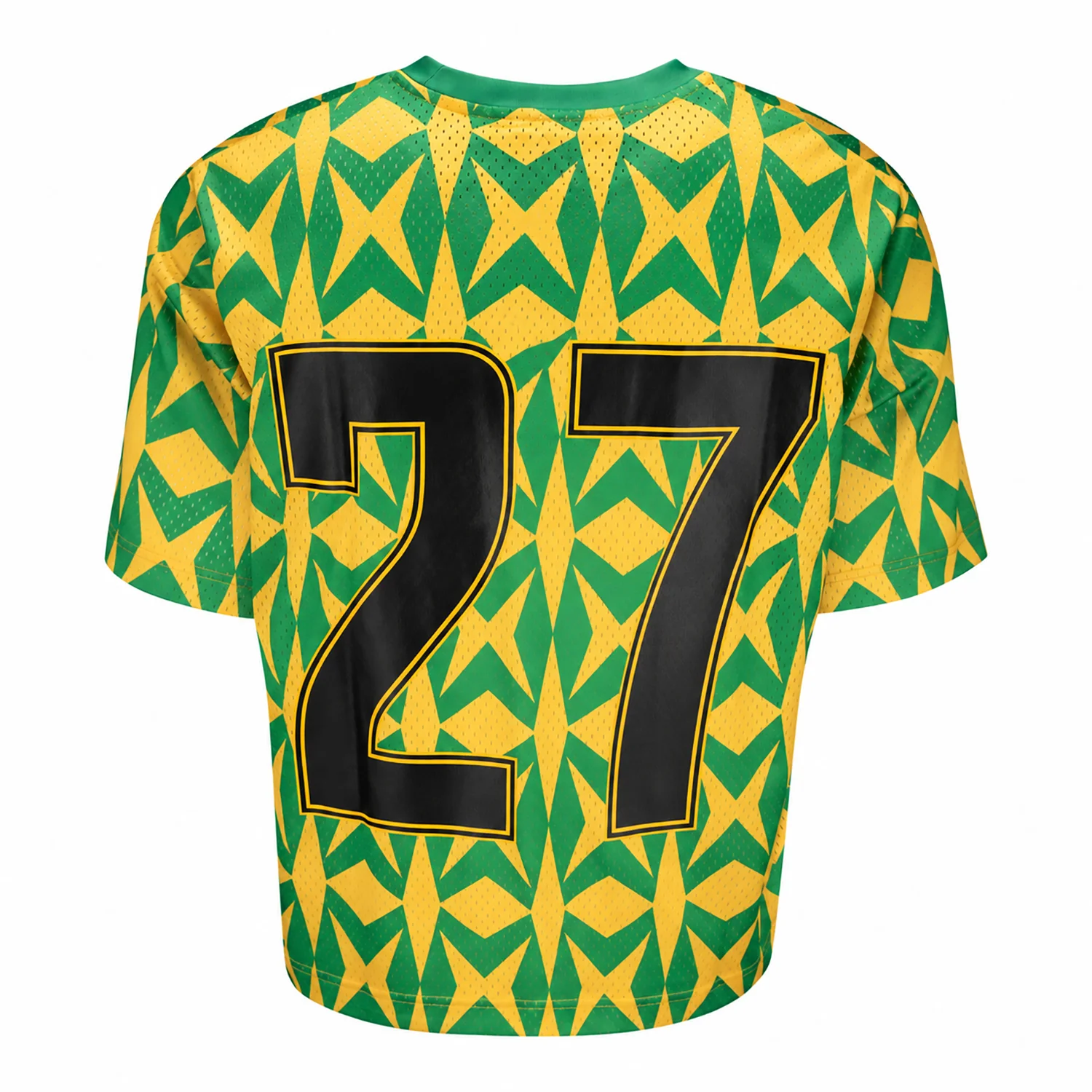 Women's Brazil 2027 Football Fan Jersey Yellow Green Geometric Print Mesh Short Sleeve Crew Neck Soccer Shirt Retro Streetwear