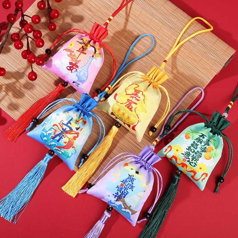 Guochao text sachet portable car decoration pendant brocade sachet new wholesale direct sales handmade sachet lucky bag
