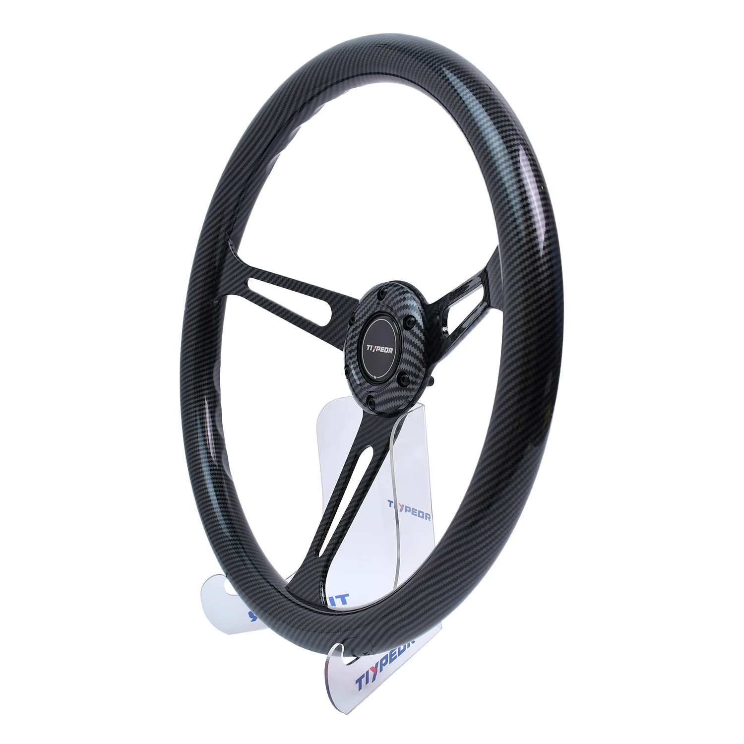 Tiypeor 380MM ABS Volante Sport Universal Black Spoke Classic Vintage Drift Steering Wheel