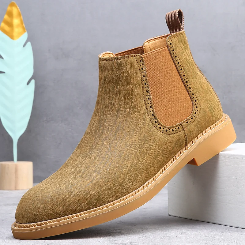 Leather Chelsea Boots Men Casual Shoes Matte Finish British Style Elegant Spring Autumn Short Boot Trendy 48 Size Adult Footwear
