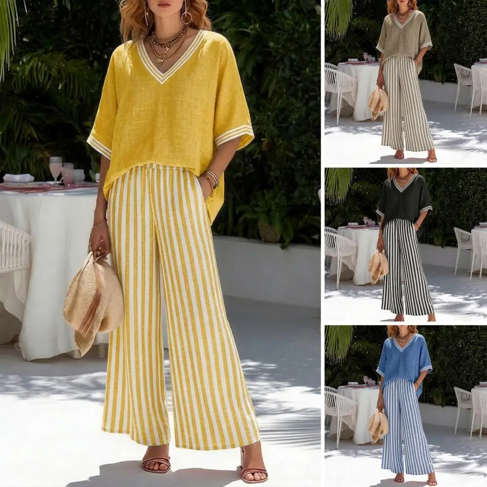 

Elegant V Neck Slim Office Two Piece Sets 2026 Spring Long Sleeve Loose Outfit Summer Sleeveless Women's Suit Lounge Sets