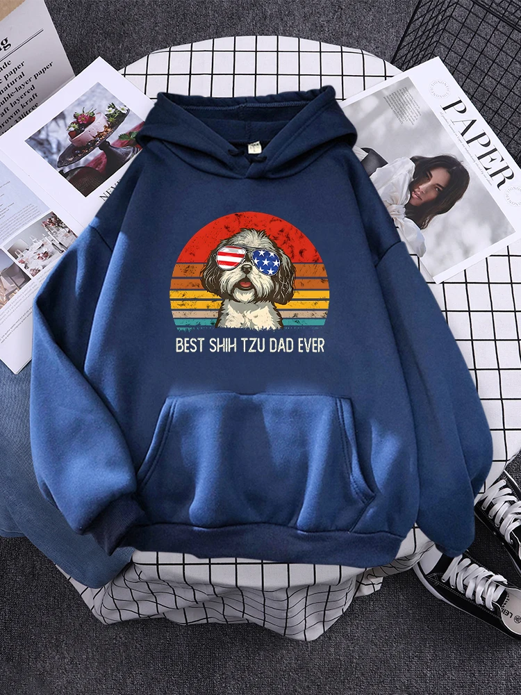 

Best Shih Tzu Dad Ever Printing Women Hoody Fashion Fleece Hoodies Autumn Casual Sweatshirt Cute Pocket Female Streetwear