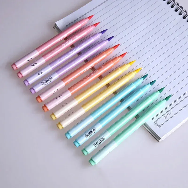 6 Colors/Set Highlighter Pen Soft Brush Kawaii Fluorescent Color Art Marker Pen School&Office Drawing Painting DIY Stationery