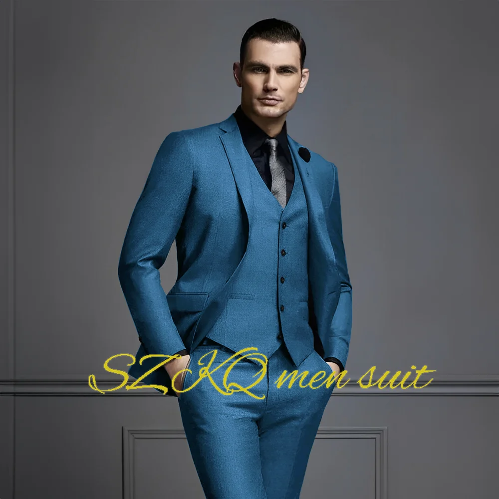 Formal Men\'s Suit Wedding Tuxedo Elegant Male Jacket Pants Vest Tie Three-piece Set Slim Outfit XS-5XL