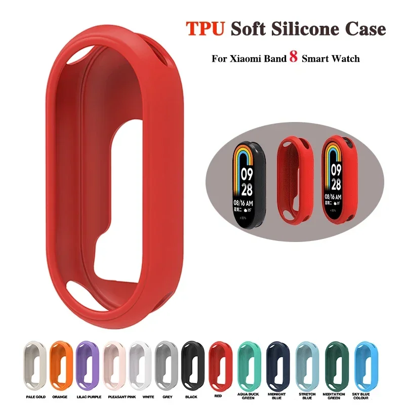 Silicone Case for Xiaomi Mi Band 8 Bumper Candy Color Protector Case for MiBand 8 Soft Rubber Full Coverage Bezel Accessories