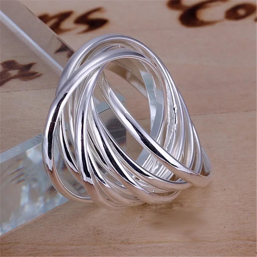 Nine Circles Retro Ring New Listing Silver 925 Plated Circle Women Lady Rings Fashion Jewelry Free Shipping