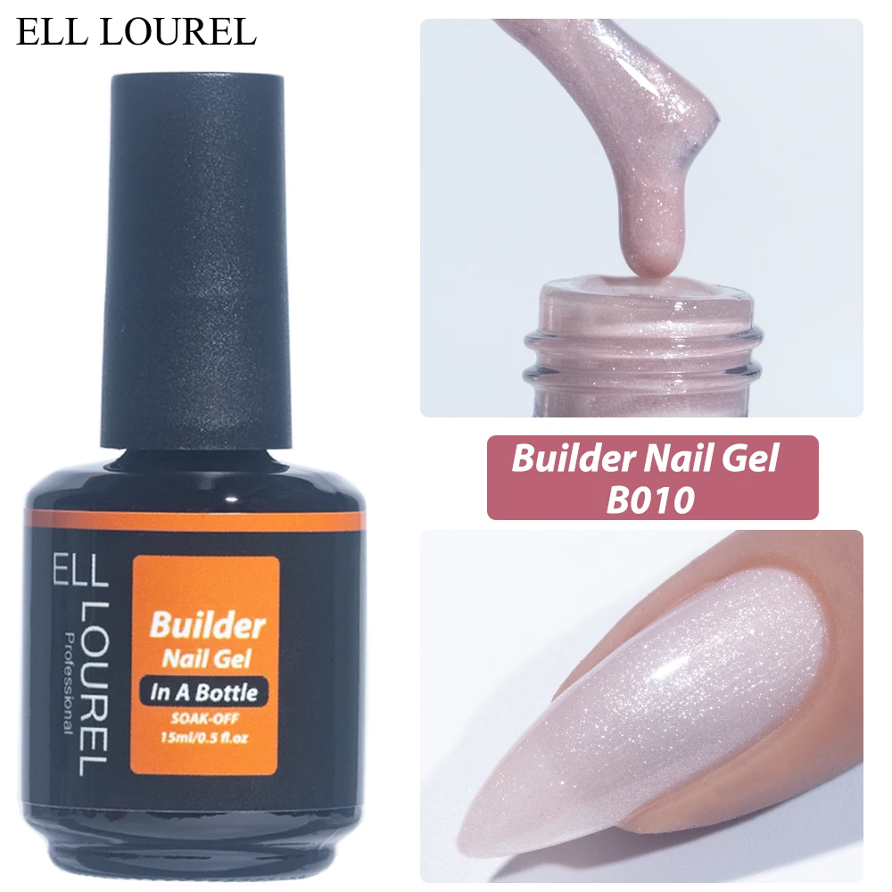 ELL LOUREL Pearl Champagne Builder Nail Gel Polish InA Bottle 15ML Thick Hard Soft Gel Vernis Semi Permanent Uv Base Coat Primer