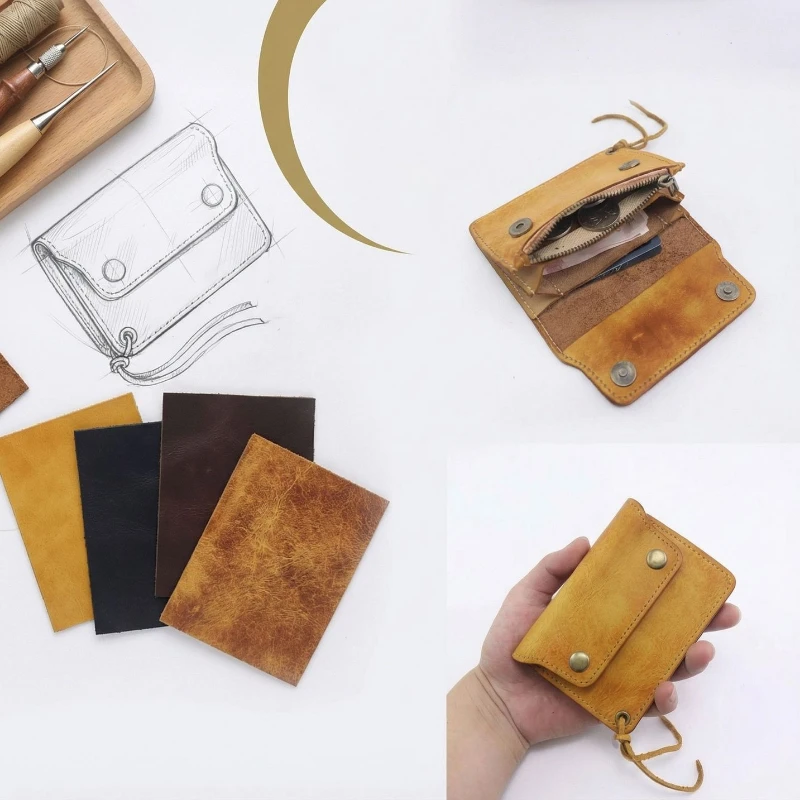 Vintage Genuine Leather Card Holder & Short Magnet Wallet, Premium Top Grain Leather Wallet for Men, Unique Gift for Birthday
