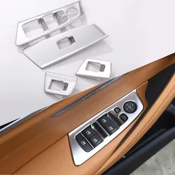 FIT FOR BMW 5 Series G30 G38 2018-22 ABS Carbon LHD Car Window Switch Lift Button Frame Cover Trim Chromium Electroplating 4PCS