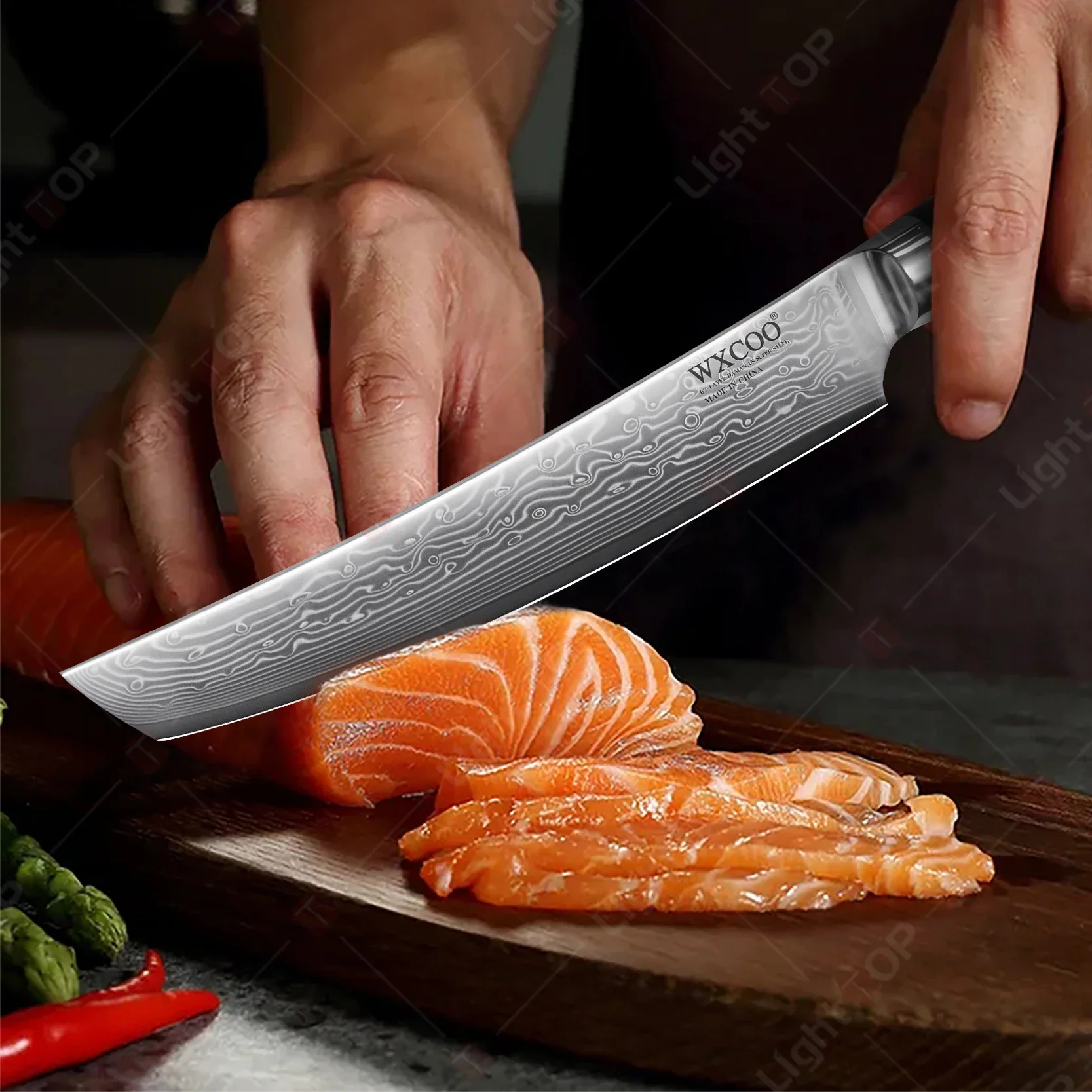 دمشق الصلب سكاكين المطبخ الشيف اللحوم الساطور الأسماك تقطيع تصفية سكين المهنية قطعة العاج سكين الطبخ أدوات القطع