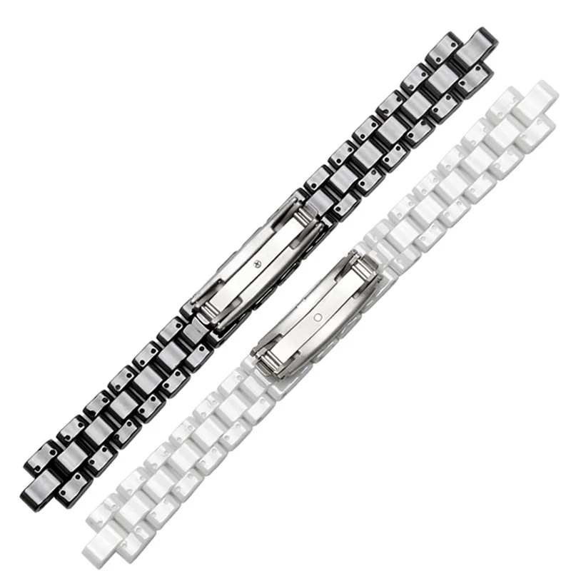 PEIYI Quality Pearl Ceramic Watchband 6mm 7.5mm Black White Wristband For J12 Lady And Men's Fashion Watch Chain