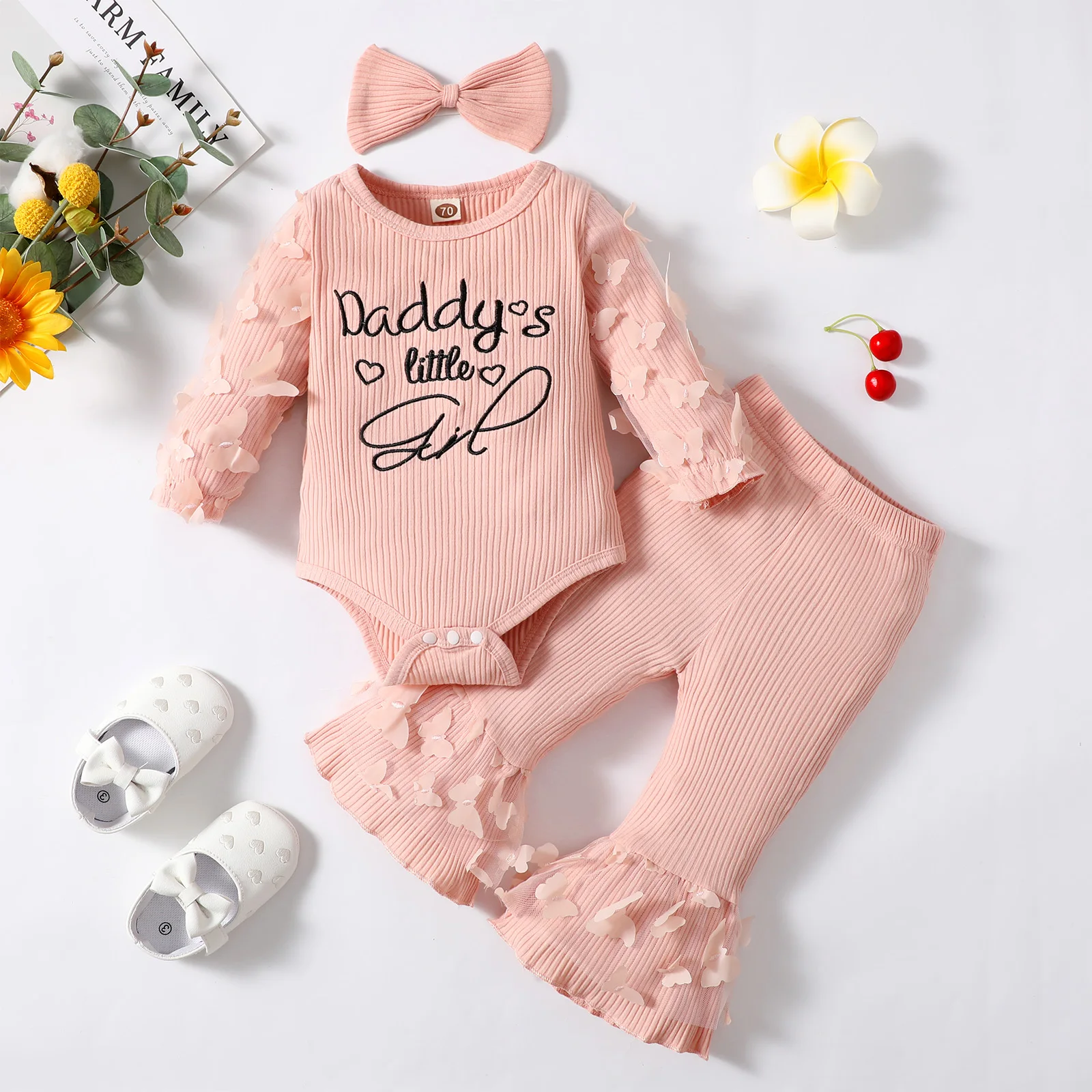 Fashion Summer Newborn Baby Girl Clothes Set Short Sleeve Ruffle Romper Tops Floral Print Shorts Headband Infant 3Pcs Outfits